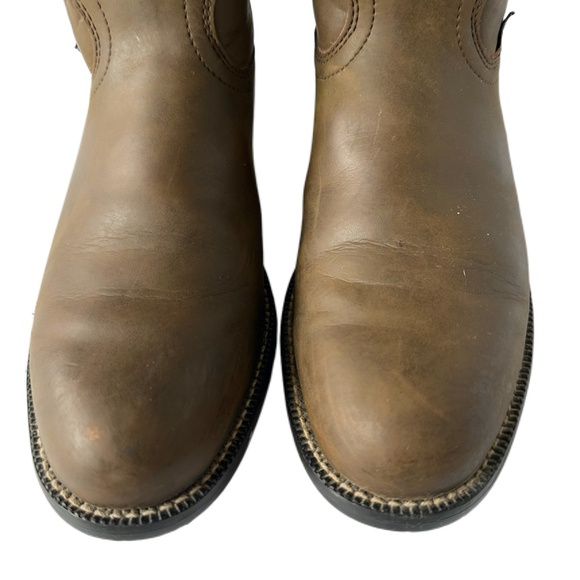 JUSTIN BOOTS BASICS JBL3001 7.5 B Brown Leather Mid-Calf Boot Western Roper Work - Picture 4 of 13